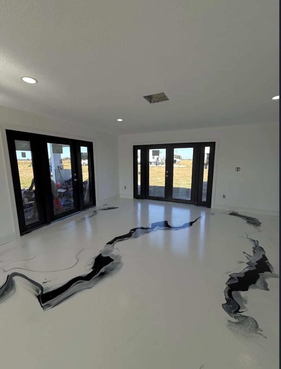 White Metallic Epoxy Living Area