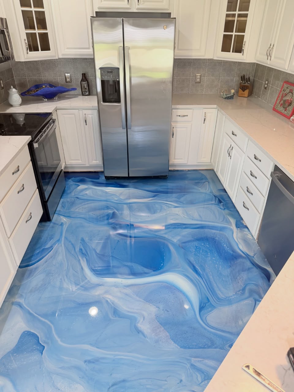 Blue Metallic Epoxy Kitchen
